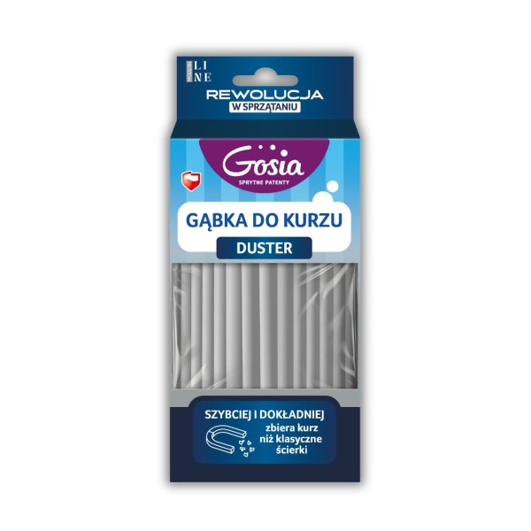 Gąbka do kurzu Duster marki Gosia Modern Line. Prawdziwa rewolucja w sprzątaniu – zbiera kurz szybciej i dokładniej niż klasyczne ścierki. Świetnie sprawdza się do czyszczenia mebli, żaluzji i futryn. Poznaj sprytne patenty na sprzątanie bez pyłu!