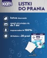 Listki piorące Boosto do białego (20 sztuk = 20 prań) o zapachu wiosennej świeżości. W 100% rozpuszczalne, skutecznie chronią biel i gwarantują świeżość do 7 dni. Wybierz wygodne, łatwe w dozowaniu pranie w lekkiej i kompaktowej formie!